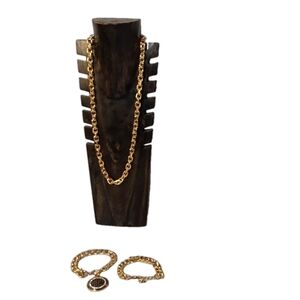 MEN'S  3 PIECES FASHION CUBAN LINK GOLD‎ JEWELRY